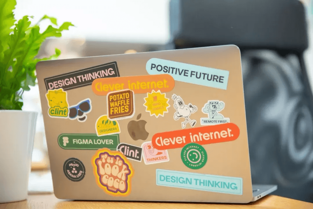 Laptop with stickers - Nicepixels