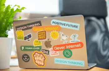 Laptop with stickers - Nicepixels