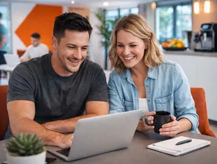 Nicepixels Team Members in the Office over Laptop